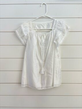 Current Air White Lace-Trim Peasant Blouse